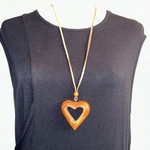 Vintage Wooden Heart Necklace